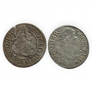 Leopold I. 1657-1705, 3 krejcar 1668, 1669 oba SHS - Vratislav