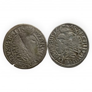 Leopold I. 1657-1705, 3 krejcar 1668, 1669 oba SHS - Vratislav