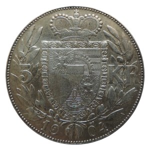 Liechtenstein, Johann II. 1858-1929, 5 kor. 1904 R