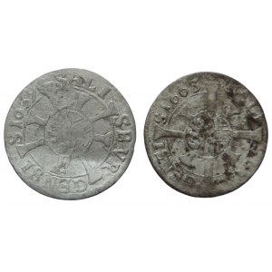 Salzburg arcibisk., Guidobald Thun, Paris Lodron, 1 krejcar 1639, 1663 2ks, prohn., st.kor.