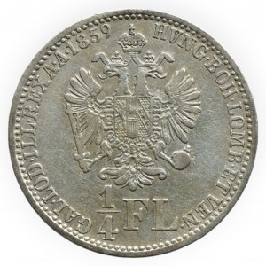 FRANTIŠEK JOSEF I. 1848 - 1916, 1/4 zlatník 1859 V