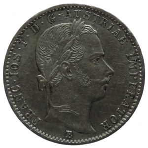 FRANTIŠEK JOSEF I. 1848 - 1916, 1/4 zlatník 1860 B
