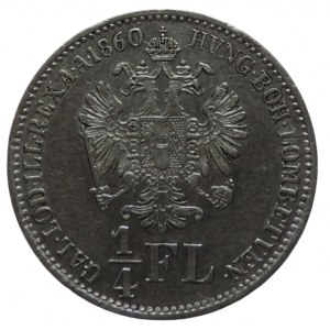 FRANTIŠEK JOSEF I. 1848 - 1916, 1/4 zlatník 1860 B