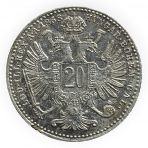 FRANTIŠEK JOSEF I. 1848 - 1916, 20 krejcar 1868 b.z.