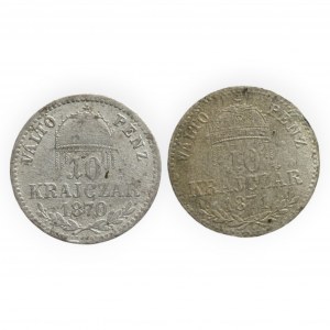 FRANTIŠEK JOSEF I. 1848 - 1916, 10 krejcar 1870 KB, 1871 GYF