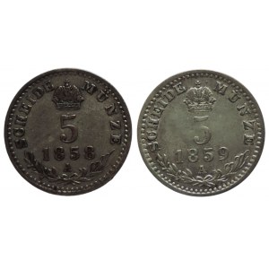 FRANTIŠEK JOSEF I. 1848 - 1916, 5 krejcar 1858 A, 1859 A 2ks