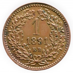 FRANTIŠEK JOSEF I. 1848 - 1916, 1 krejcar 1891 KB