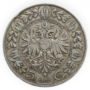 FRANTIŠEK JOSEF I. 1848 - 1916, 5 kor. 1907 b.z.