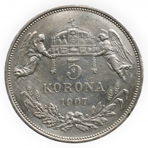 FRANTIŠEK JOSEF I. 1848 - 1916, 5 kor. 1907 KB