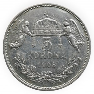 FRANTIŠEK JOSEF I. 1848 - 1916, 5 kor. 1908 KB