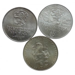Československo 1945-1989, 50 Kč 1971 Komunistická strana Československa + 50 Kč 1973 Víťazný február + 50 Kč 1979 IX. Zjazd Komunistickej strany Československa 3 ks