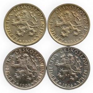 ČSR 1945-1989, 1 Kč 1946, různé varianty číslic ročníku