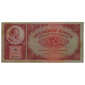 ČSR 1918-1939, 50 Kč 1929 Aa 703057 perf.
