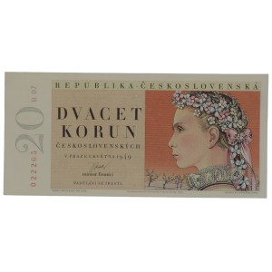 ČSR 1945-1989, 20 Kčs 1949 B 07 022265 perf.