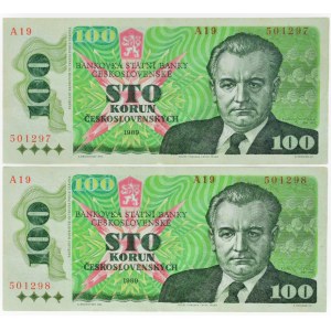 ČSR 1945-1989, 100 Kčs 1989 A19 501297, A19501298
