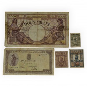 Rumunsko, konvolut, 2000 a 500 lei, 50, 25, 10 bani