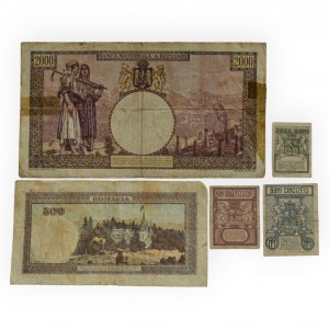 Rumunsko, konvolut, 2000 a 500 lei, 50, 25, 10 bani