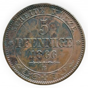 Sasko, Johann 1854-1873, 5 pfennig 1866 B