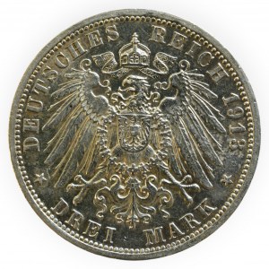 Prusko, Vilém II. 1888-1918, 3 marka 1913 A, 25 let panování, KM 535