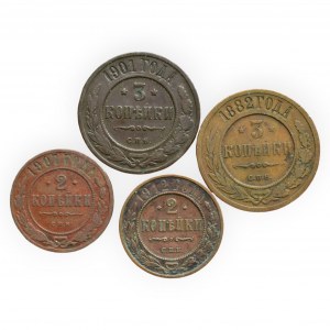 Rusko, Alexandr III. a Mikuláš II., 3 kop. 1882, 3 kop. 1901, 2 kop. 1907, 1912