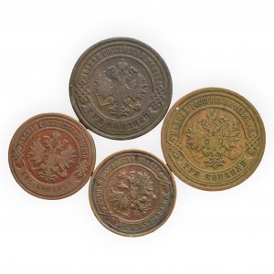 Rusko, Alexandr III. a Mikuláš II., 3 kop. 1882, 3 kop. 1901, 2 kop. 1907, 1912