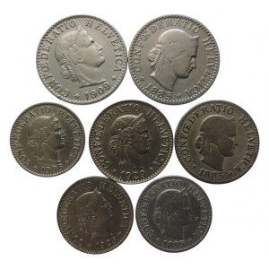 Švýcarsko, konvolut 20, 10, 5 cent 7 ks různé