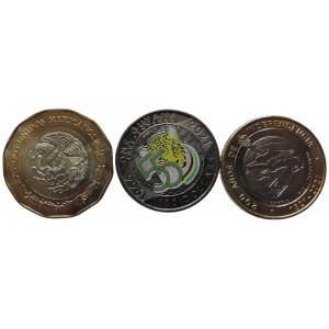 Guayana, Kostarika, Mexiko, 100 dollar 2021, 500 collones 2021, 20 dollar 2022 pamětní, 3 ks