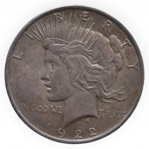 USA, Dollar 1922 - peace, Philadelphia, KM.150, Ag 900, patina