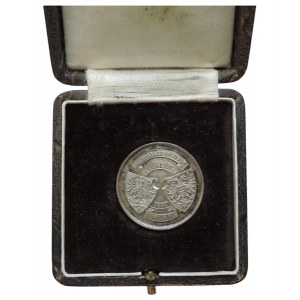 Mährischer Gewerbeverein Brünn 1861, AR 30mm/9,05g, dva erby/vyrytý nápis Alois Rathammer 23/III 1928, originál etue