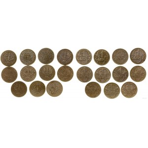 Polska, lot 11 x 1 grosz, 1923, 1925, 1927, 1928, 1931, 1932, 1933, Warszawa