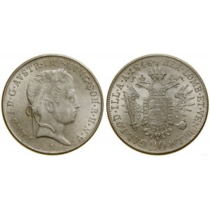 Austria, 20 krajcarów, 1848 A, Wiedeń
