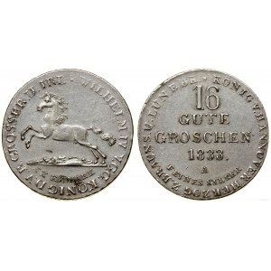 Allemagne, 16 gute groschen (demi-taler), 1833 A, Clausthal