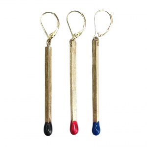 Boucles d'oreilles plaquées or Trois allumettes / Marek Piekarczyk