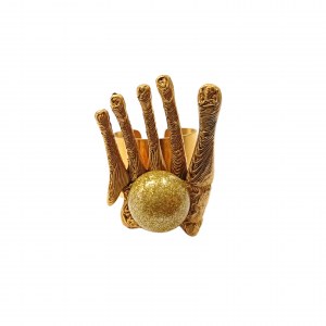 Gold-plated signet ring hand