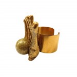Gold-plated signet ring hand