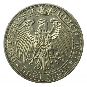 Niemcy, Prusy, Wilhelm II, 3 marki 1911 A, Berlin, Uniwersytet we Wrocławiu (862)