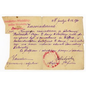 Zaświadczenia na Odznakę Samoobrony Wileńskiej, 1919 (912)