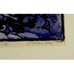 Paweł STELLER (1895-1974) - Noc księżycowa u źródeł Wisły, drzeworyt kolorowany pastelami, podpis autora P.Steller 39 (383)