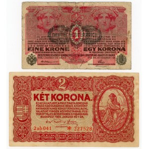 Austria, set of 1 crown 1916 and 2 crowns 1920. total of 2 pcs. (119)