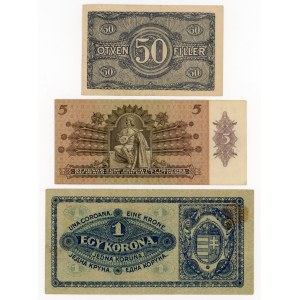 Ungarn, Satz von drei Banknoten, 1920-1939 (120)