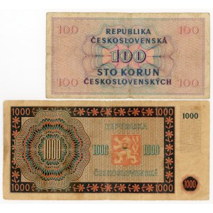 Czechoslovakia, 100 and 1000 crowns 1945. total of 2 pcs. (143)