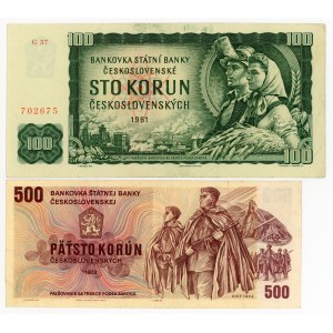Czechoslovakia, 100 kroner 1961 and 500 kroner 1973. total of 2 pcs. (145)