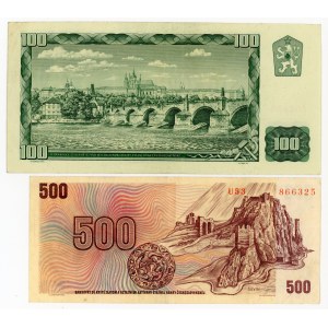 Czechoslovakia, 100 kroner 1961 and 500 kroner 1973. total of 2 pcs. (145)