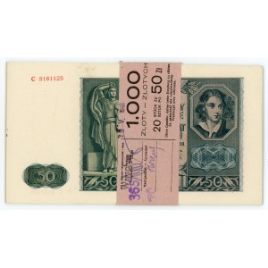 GG, Paczka bankowa 20 x 50 złotych 1941 C - kolejne numery (220)