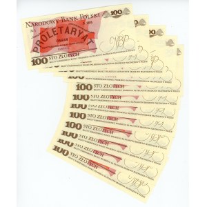 PRL, zestaw 100 złotych 1988 różne serie. Razem 12 szt. (230)