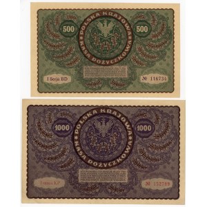 II RP, zestaw 500 i 1000 mkp 1919. Razem 2 szt. (248)