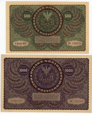 II RP, set of 500 and 1000 mkp 1919. total of 2 pcs. (248)