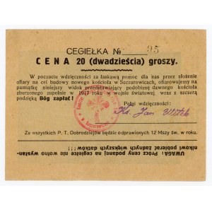 Szczurowice obw. lwowski, cegiełka 20 groszy na budowę kościoła (321)