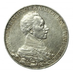 Niemcy, Prusy, Wilhelm II w mundurze, 3 marki 1913 A, Berlin (495)