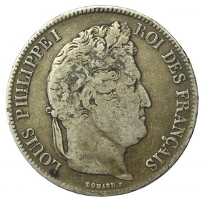 Francja, Ludwik Filip I, 5 franków 1832 D, Lyon (606)